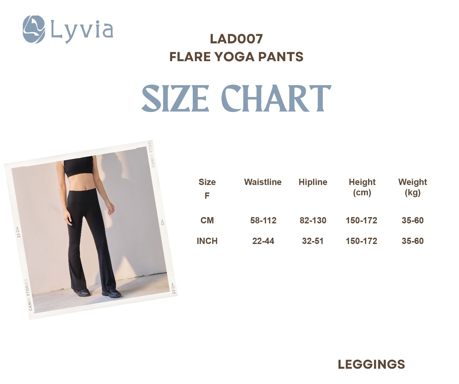 Image of M-ElasTEC® One-Size Flare Yoga Leggings – Stretch Supreme LAD007